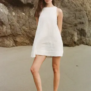 Sleeveless Casual Commuter Crew-neck Dress