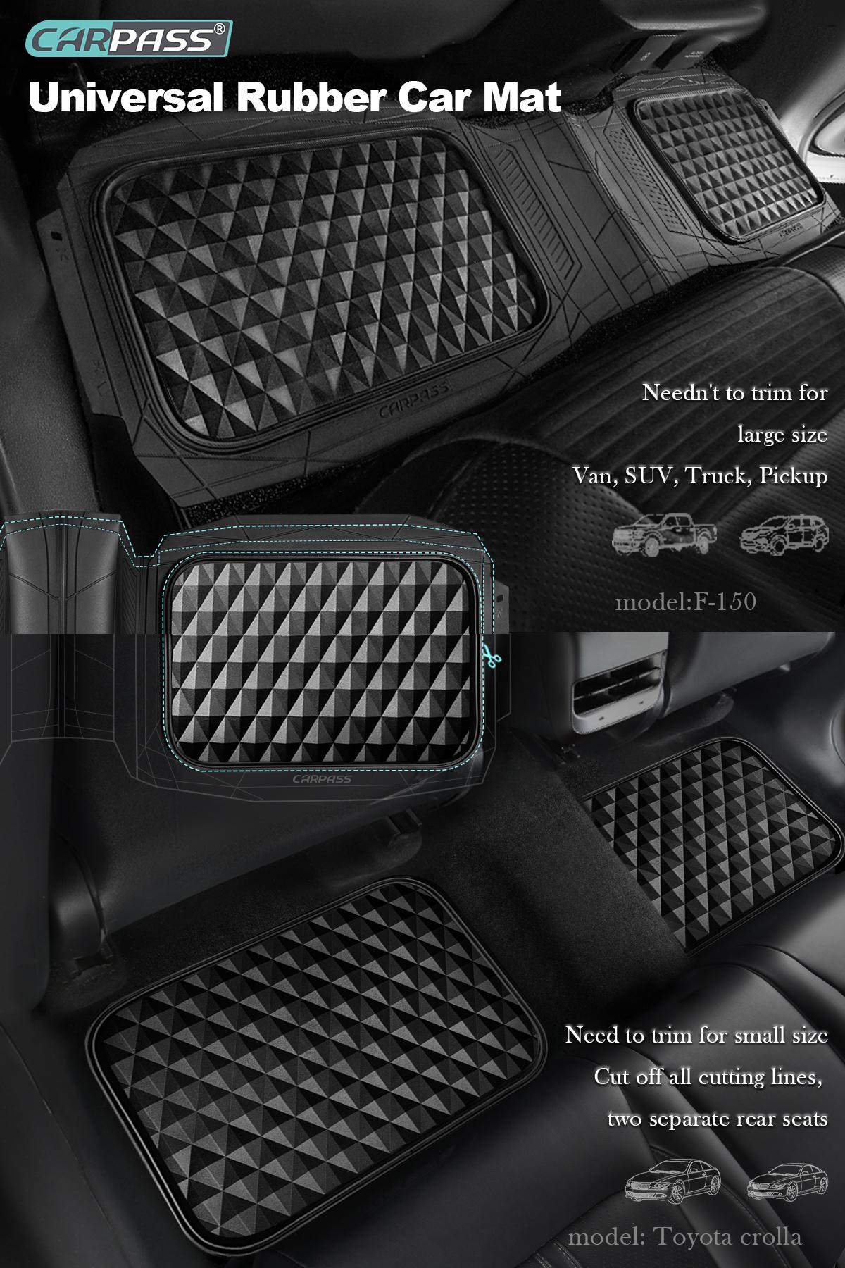 CAR PASS 3pcs Heavy Duty Rubber Car Mats, Deep Dish All-Weather Floor Mat for Car Full Set Durable Anti-Slip 3D Rhombus Waterproof Trim to fit Liner Universal Fit Automotive,Sedan,SUV,Truck Vehicle Carbon CAR PASS 3pcs Heavy Duty Rubber Car Mats, Deep Dish All-Weather Floor Mat for Car Full Set Durable Anti-Slip 3D Rhombus Waterproof Trim to fit Liner Universal Fit Automotive,Sedan,SUV,Truck Vehicle Carbon