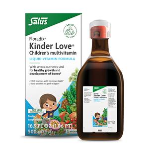 Floradix Kinder Love Children's Multivitamin - Herbal Supplement - Liquid Multivitamin for Kids - Vitamins A, C, D & E, Calcium & More - Vegetarian, Non-GMO, Gluten-Free