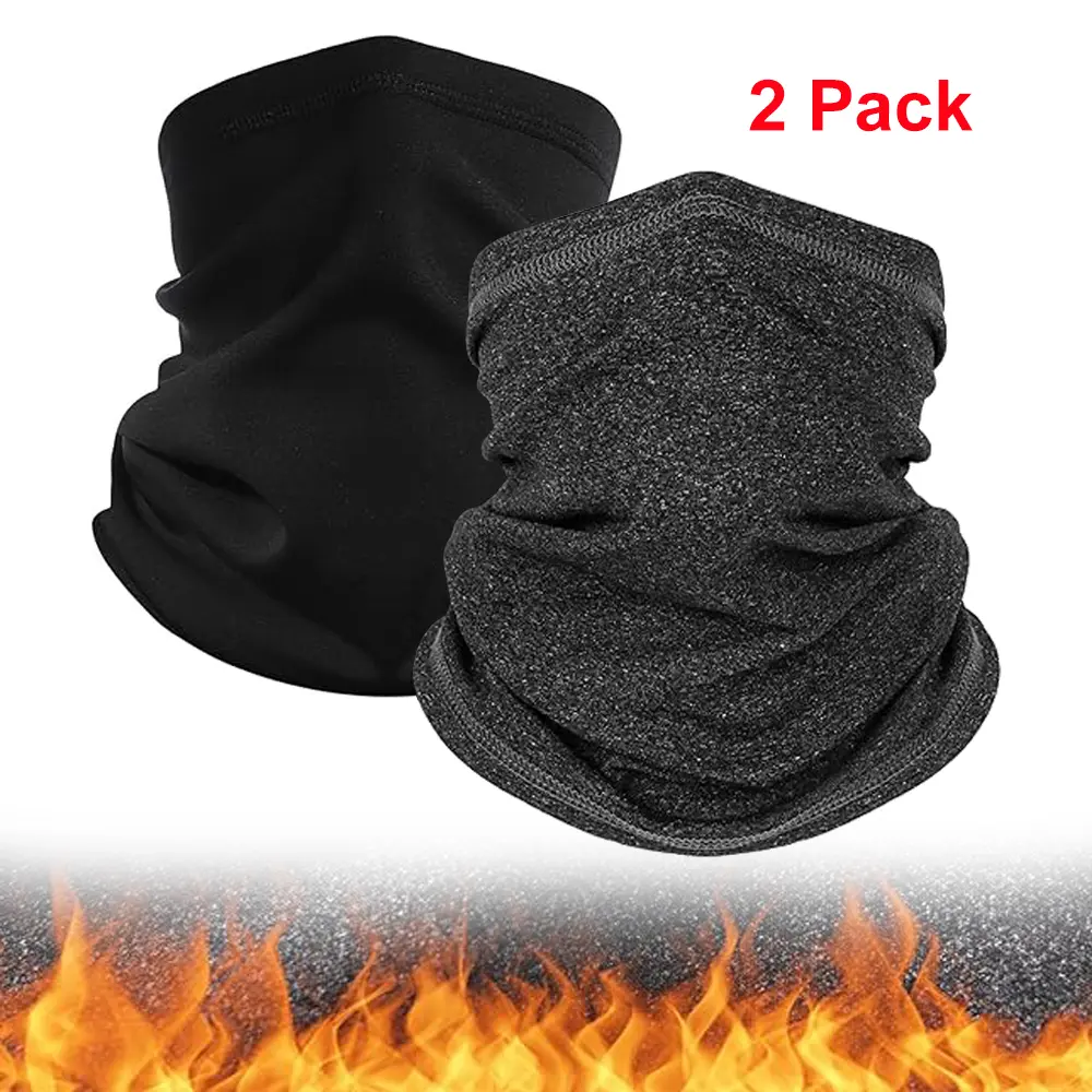 2 Pack Winter Neck Gaiter Warmer for Men Women Windproof Fleece Face Mask Bandana Scarf Ultra Warm Protection Cold Weather Sport Unisex High Elasticity One Size Fits Most