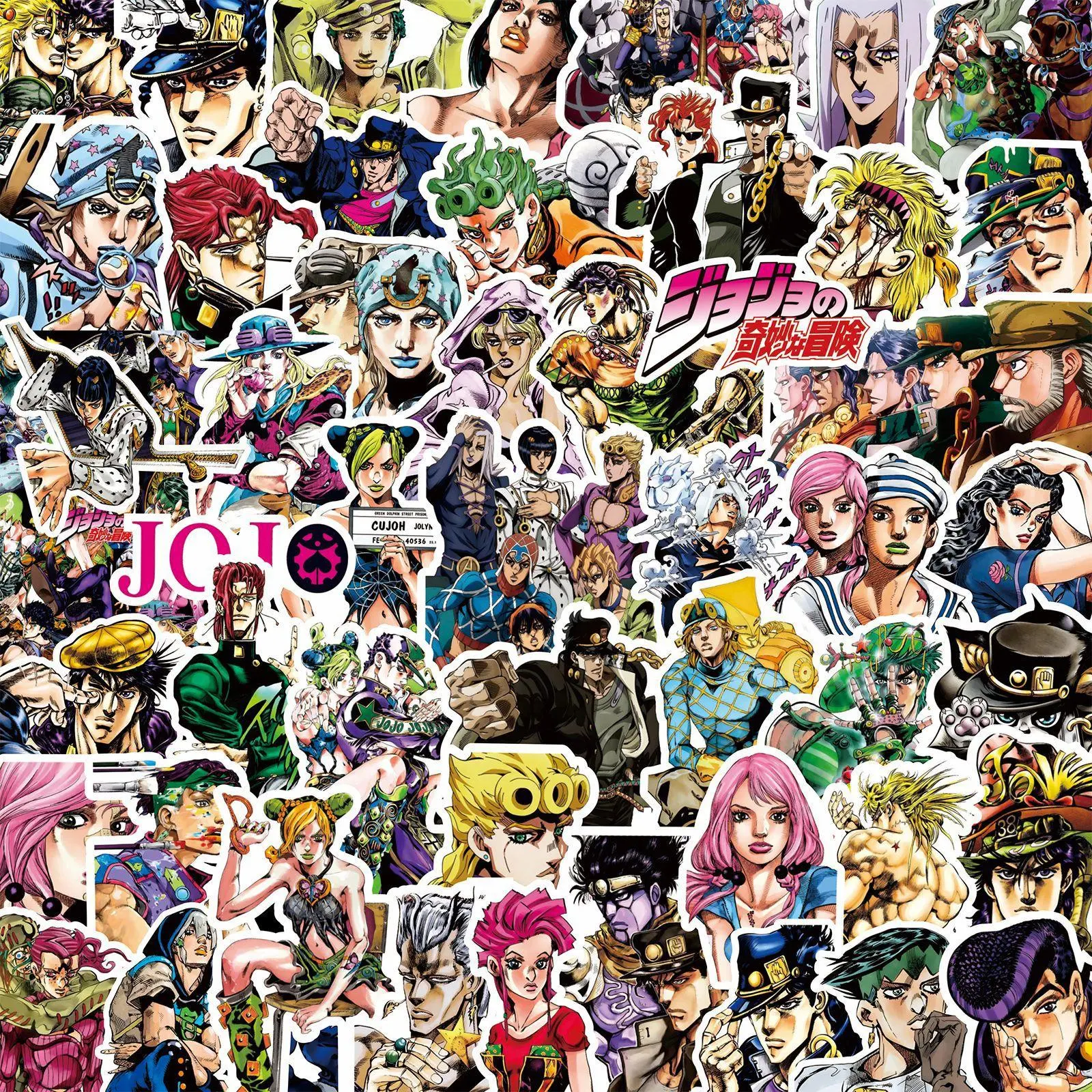 JOJO's Bizarre Adventure Anime Design Decal Sticker Packs - 82-Piece Colorful Die-Cut Adhesives for Stardust Crusaders, Diamond is Unbreakable, Jojolion Themed DIY Scrapbooking, Handbook Embellishment