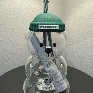 New Bear Straw Cup 2025 Cute Coffee Mugs Glass Bears Cups for Home Office Gifts 1Pc