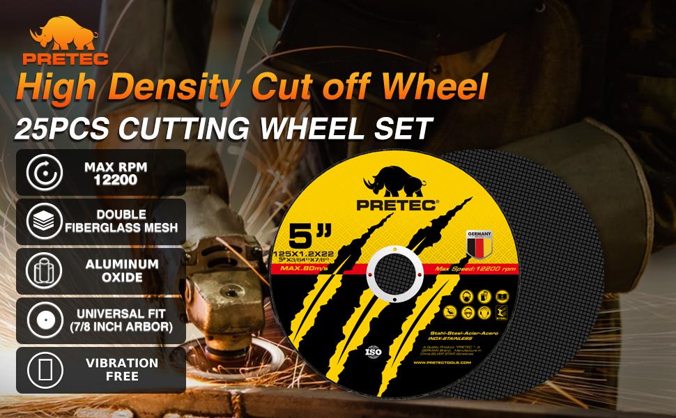 5" Cut Off Wheels for Angle Grinder, PRETEC 50+5 Pack Thin Metal & Stainless Steel Cutting Discs, Fast 5” x 3/64" x 7/8" Wheels