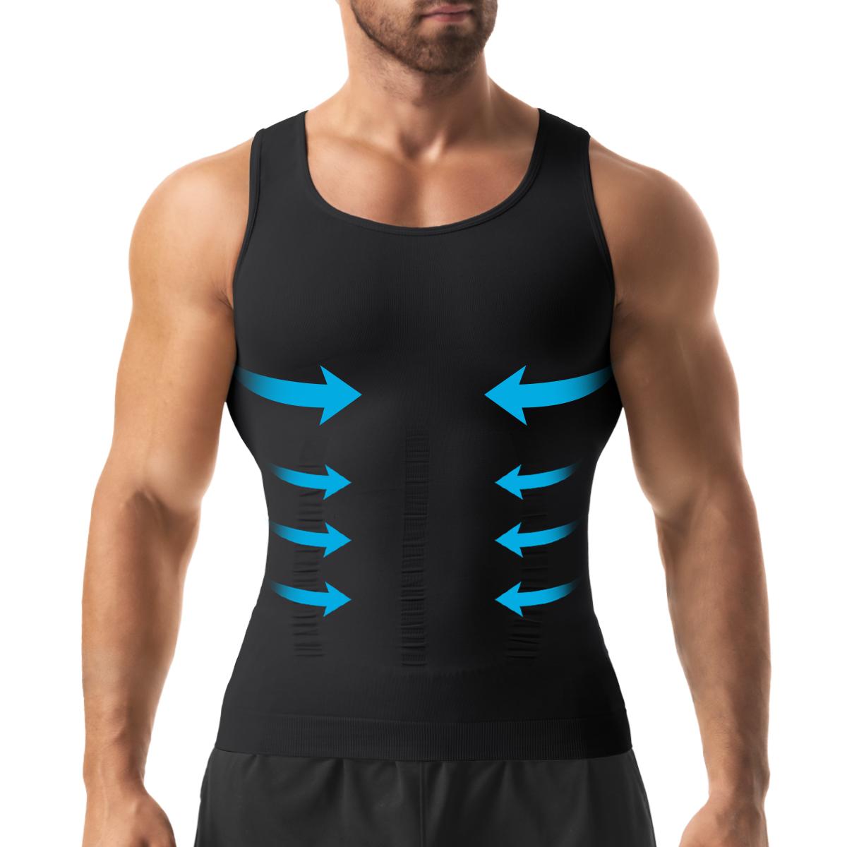Men's Shapewear Compression Tank Top - 1/2/3/4 Pack Sleeveless Menswear Undershirt, Tummy Control, Breathable Elastic Soft Stretchy Fabric, Elasticity Men's Shapewear Tops for Daily Casual & Workout Use