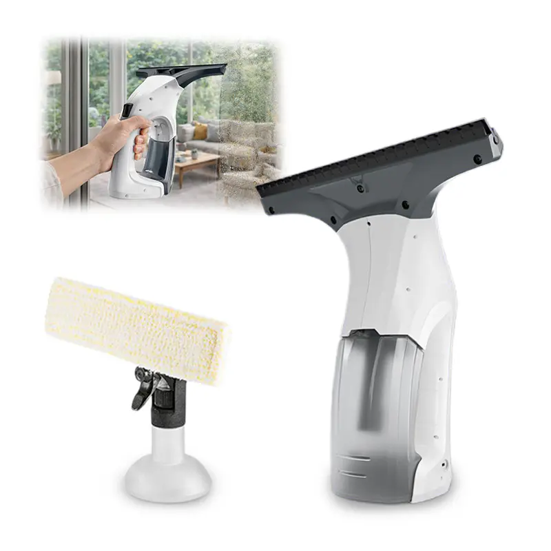 Cordless Window Vacuum & Mirror Glass Cleaner Kit, Streak-Free Squeegee, Lightweight Low-Noise – Perfect for Showers, Mirrors, Glass, Countertops & Tiles – Includes Spray Bottle, Microfiber Towel Strip, Cleaning Pad & 4x Window Cleaner Concentrate