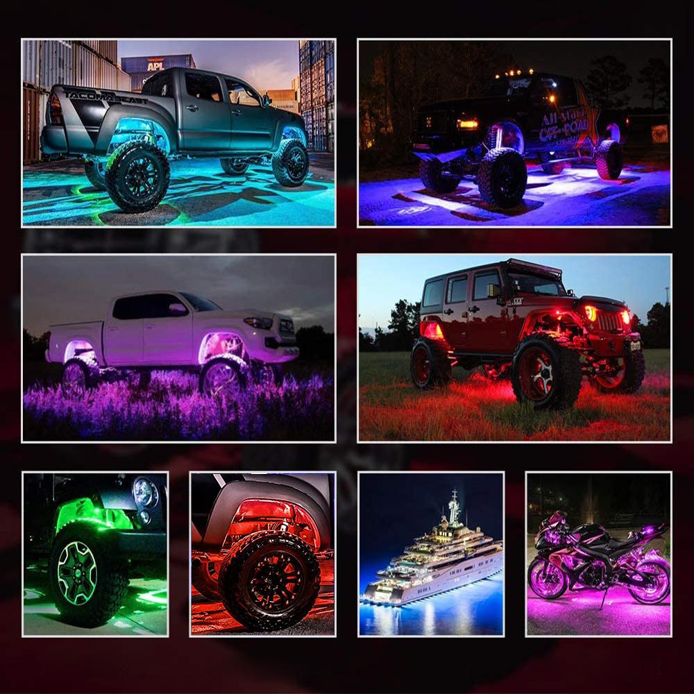 Multicolor RGB Rock Lights, 8/10/12/20 Pods Multicolor RGB LED Rock Lights Kit  Offroad Truck Underbody Neon , Bluetooth APP/Remote Control, Flashing Music Mode Wheel Well Light, For Pickup Truck ATV UTV RZR SUV
