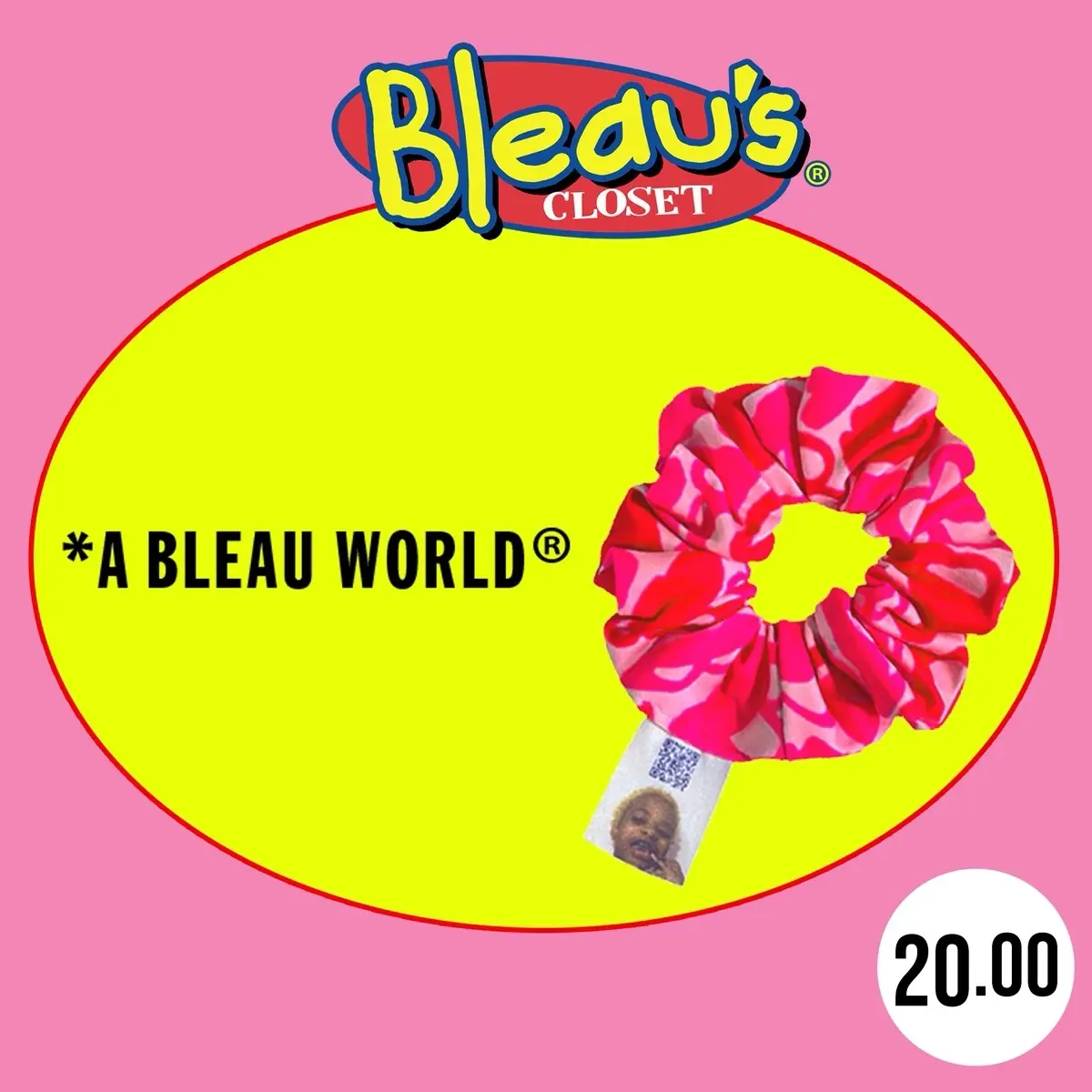 Pink B Camo Scrunchie
