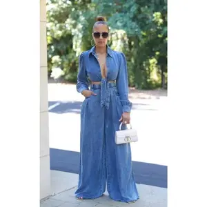 Denim Desire Two-Piece Wide-Leg Set