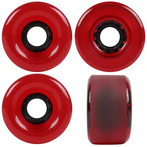 Longboard Wheels 70mm x 42mm 82A Stone Ground Clear Red 4-Pack