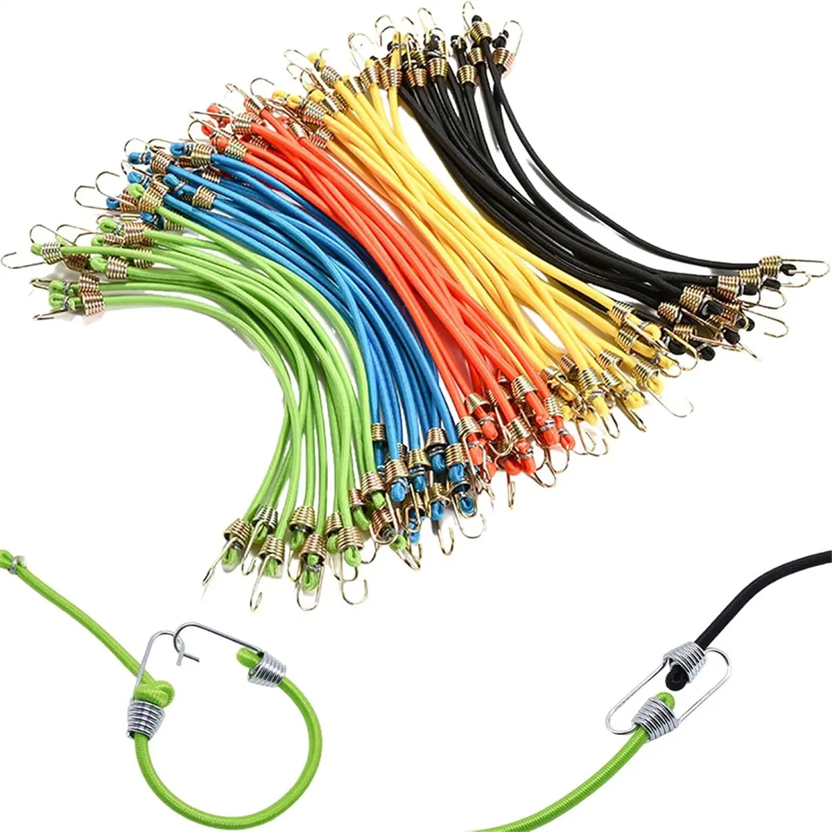 12-Pack Heavy-Duty Adjustable Elastic Bungee Cords with Hooks, Automotive RV Exterior Accessories for Luggage Roof Rack Hanging, Vibrant Outdoor Gadgets for Hiking, Cycling, Tunnel Use, Friends, 12Pack For Trips
