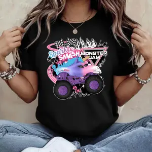 Monster Jam Sparkle Smash T-Shirt, Unicorn Monster Truck Racing Tee, Girls Monster Jam Fan Outfit, Off-Road Motorsports Graphic Top, Summer Racing Gift
