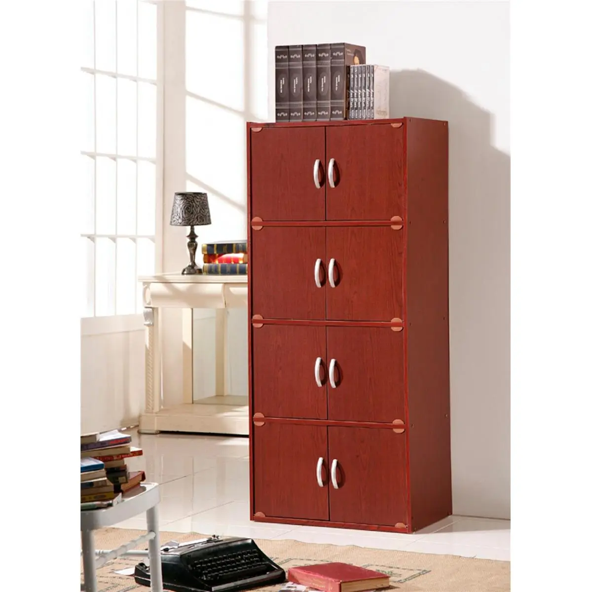 212 MAIN 8-Door Mahogany Finish Fabric Storage Cabinet - Organizer Storage Furniture, Craft Organizer for Textiles, Sewing Supplies, Fabric Storage Cabinets