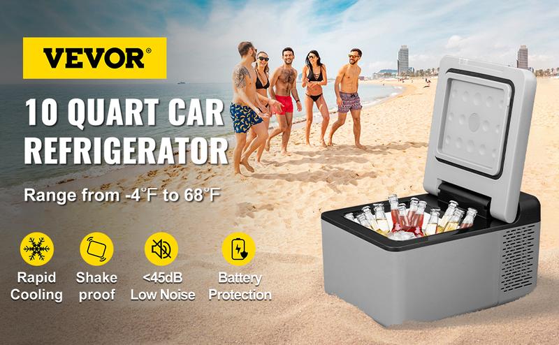 VEVOR 12 Volt Portable Car Refrigerator 10 Qt, TikTokShopBlackFriday, Mini Freezer (-4℉~68℉) W/APP Control Car Compressor Fridge Cooler 12V/24V DC and 110-220V AC For Camping, Road Trip, Travel, Outdoor and Home VEVOR 12 Volt Portable Car Refrigerator 10 Qt, TikTokShopBlackFriday, Mini Freezer (-4℉~68℉) W/APP Control Car Compressor Fridge Cooler 12V/24V DC and 110-220V AC For Camping, Road Trip, Travel, Outdoor and Home