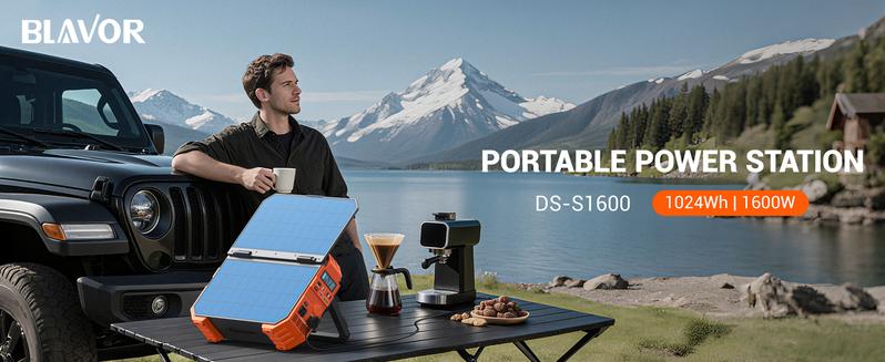 BLAVOR 1600W (Peak 3200W) Portable Power Station with Built-in Solar Panel, 1024Wh LiFePO4 Battery, 100W USB-C Fast Charge, Solar Generator for Home Backup, Camping, Power Outages & RV