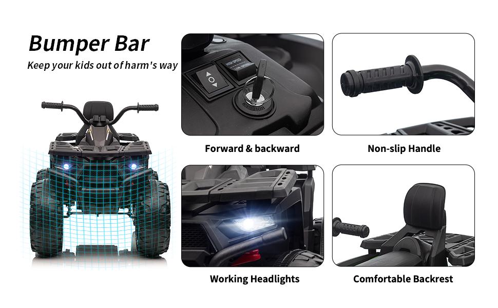 Hikiddo 24V Ride on Toys, Kids ATV 4-Wheeler for Big Kids with 2 Seater, 400W Motor, Bluetooth