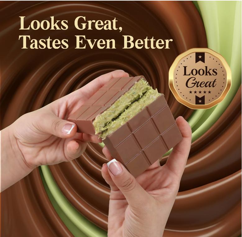 Dubai Chocolate Bar Pistachio – 2.6 oz Premium Dessert with Pistachio Cream & Kataifi Filling | Gourmet Dubai Chocolate Filling | Elegant Gift Chocolate
