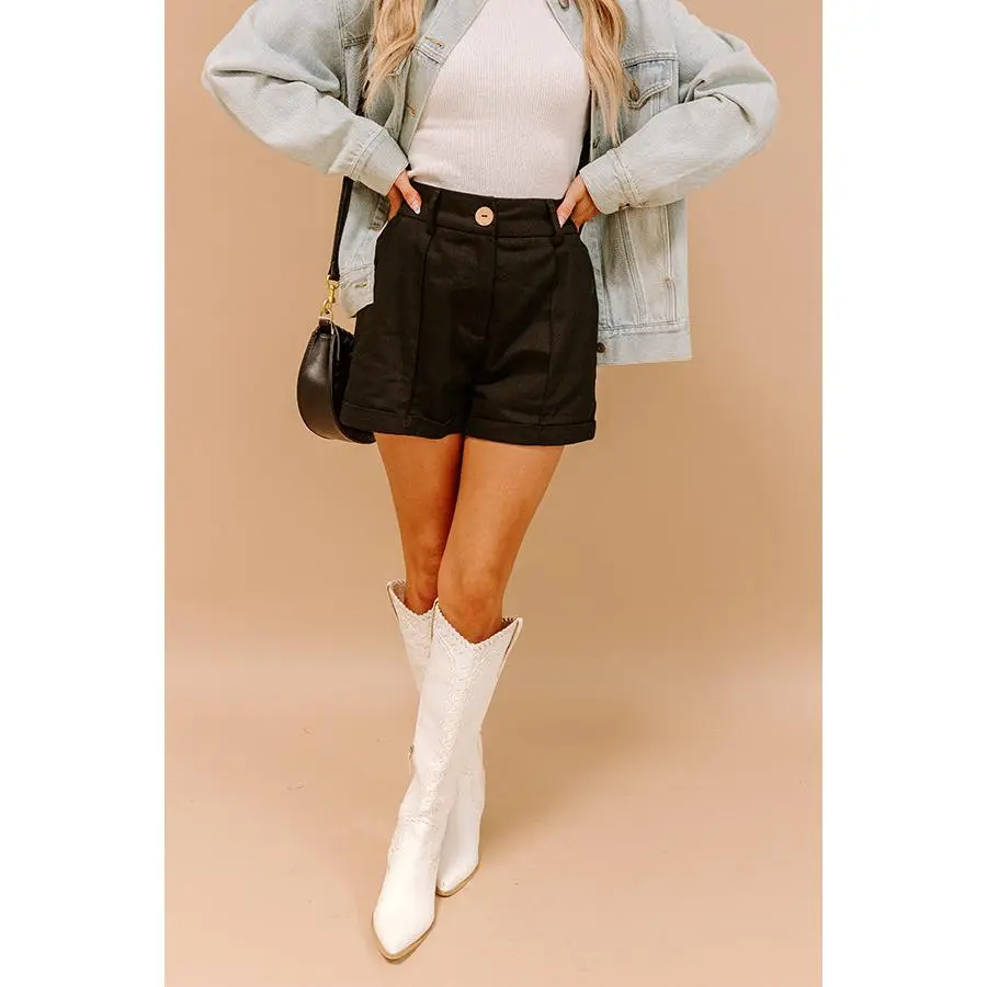 The Taylor High Waist Shorts in Black
