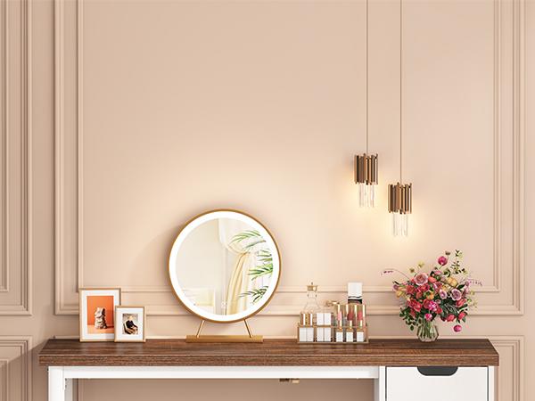 Tribesigns 47 inches Vanity Desk with 5 Drawers, Rustic Brown Makeup Vanity Table Dressing Table with Storage, Modern Simple Computer Desk for Women, Girls