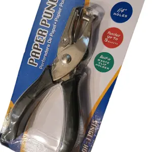 Paper Punch 2pc Single-Hole Puncher with Built-in Waste Clip Holder Punches Up to 5 Sheets 1/4" Holes