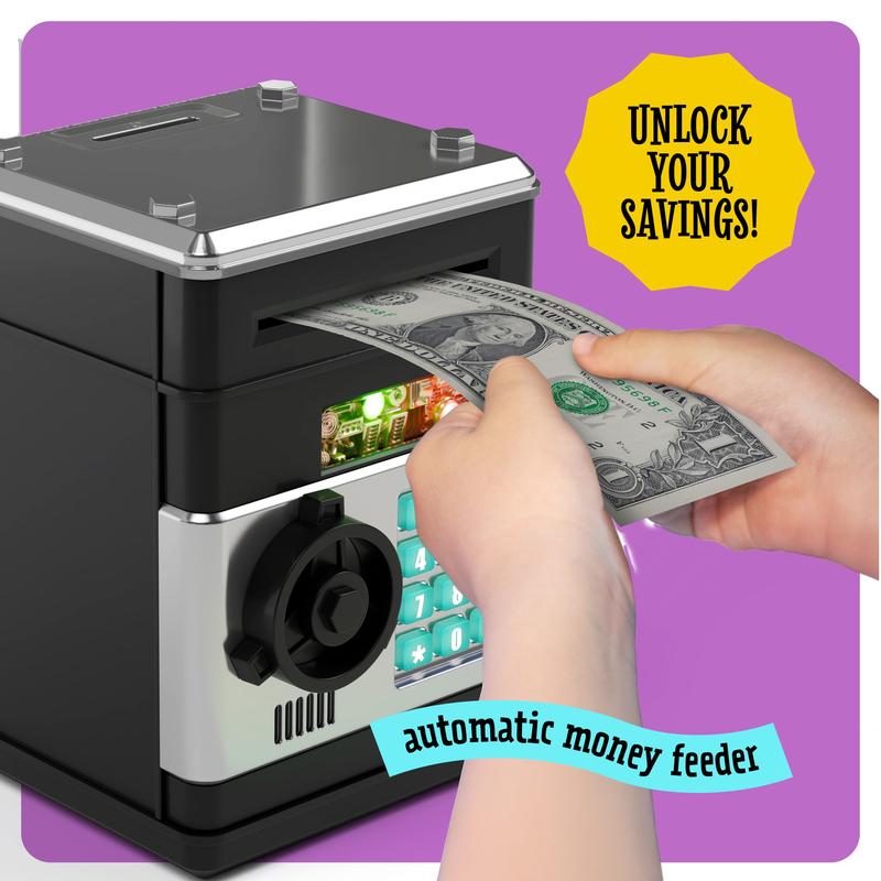 Piggy Bank for Boys Adults, Electronic ATM Coin Cash Bank with Password Code Lock and Auto Grab Bill Slot, Large Capacity Coin Bank Money Jar for Adults, Designed for All US Coins