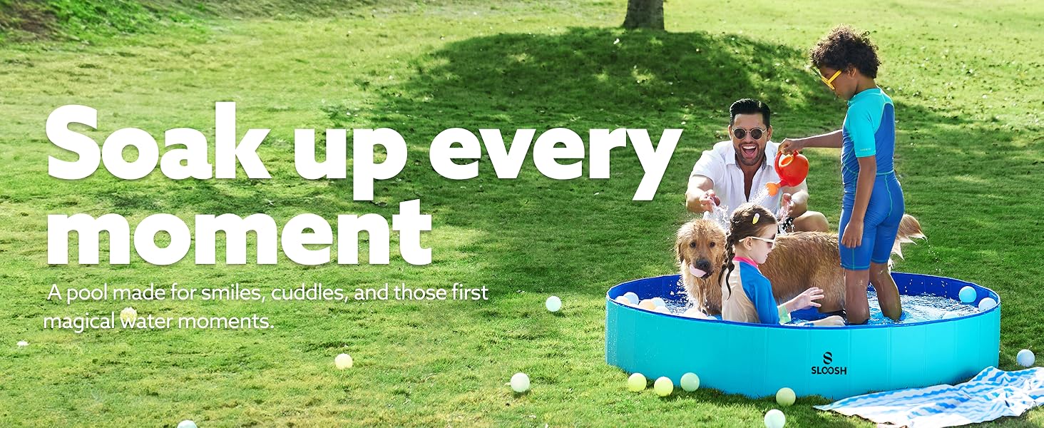 SLOOSH Foldable Dog Kiddie Pool - Portable Hard Plastic Doggie Swimming Pool, Anti-Slip Collapsible Pets Bath Tub Suitable for Kids Indoor Outdoor Backyard Use TikTokShopSummerTurnup