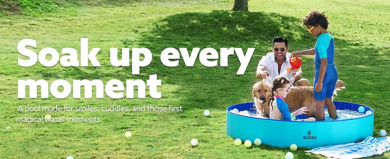 SLOOSH Foldable Dog Kiddie Pool - Portable Hard Plastic Doggie Swimming Pool, Anti-Slip Collapsible Pets Bath Tub Suitable for Kids Indoor Outdoor Backyard Use TikTokShopSummerTurnup