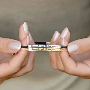 Inspire Bracelet Remember who the Fvck you are - Elegant Design with Unique Patterns Premium Artistic Engraving Stainless Steel Adjustable Bracelet