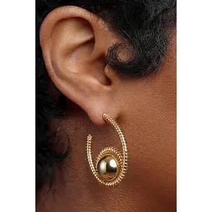 Gold Coil Dome Hoop Earrings