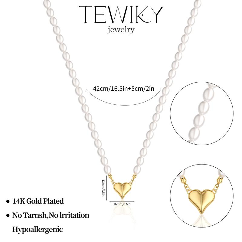 Tewiky Gold Irregular Cross Pearl Pendant Necklace for Women, OT Toggle Clasp Round Box Chain Necklace For Black Friday Christmas