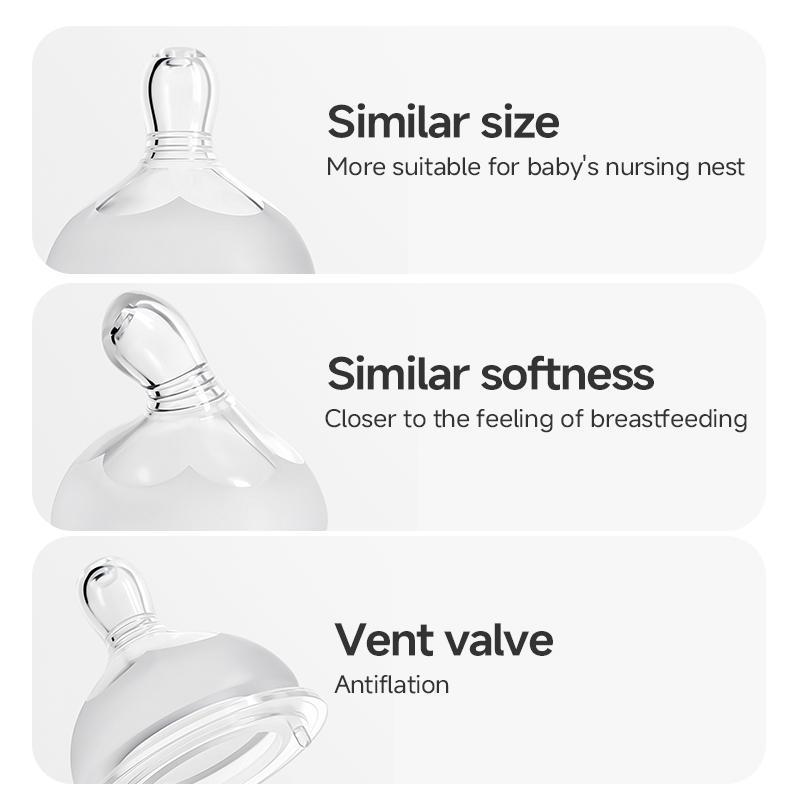 Oberni Breastfeeding Bottle 150ml/5oz Glass Anti Colic Baby Bottles with Natural Response Nipple BPA Free for Newborn Preemie 0+Month Infant Care Travel