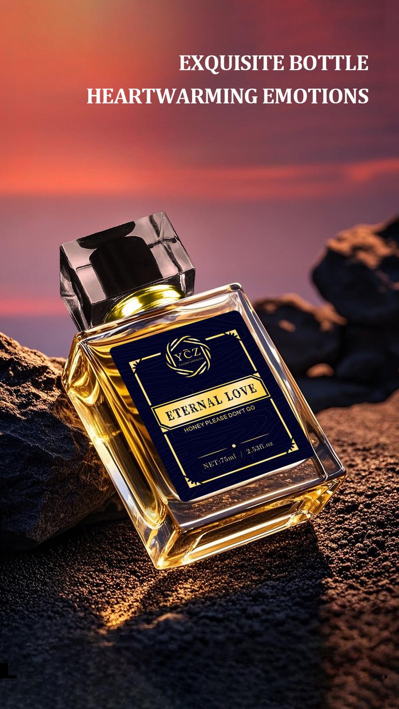 YCZ Eternal Love Men's Cologne 2.6oz Aromatic Citrusy Woody Scented Eau De Parfum 75ml Gift for Clubbers Liquid Perfume with Lemon & Pineapple Notes Fragrances Cosmetics Elegant Fragrance Bold Elegant Fragrance Captivating Fragrance