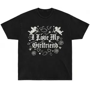 Cherish My Girlfriend Washed Vintage Retro Cupid T Shirt