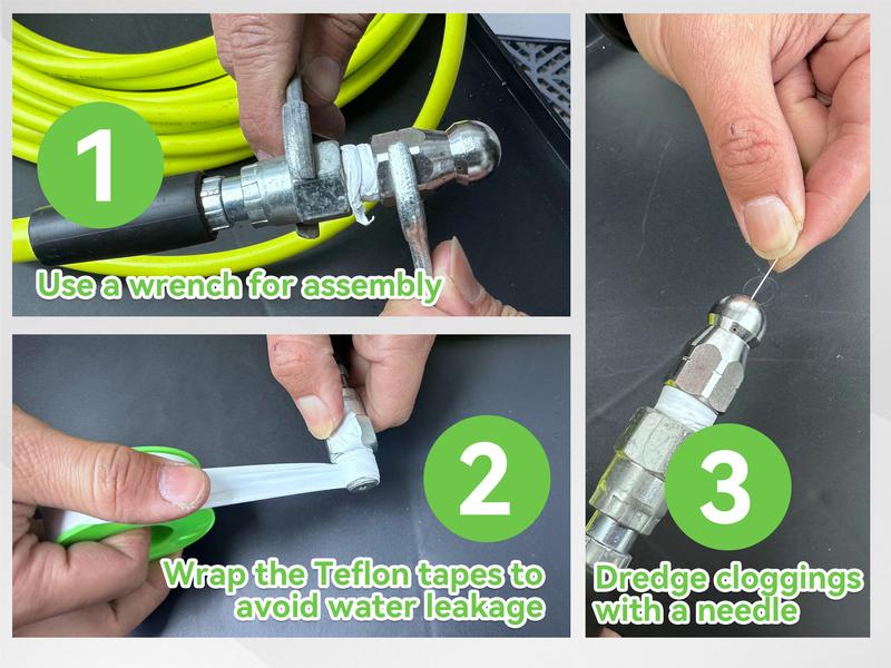 Tool Daily Sewer Jetter Kit for Power Washer 100 FT Heavy Duty Hose,Short Spray Lance,Drain Cleaning,1/4 Inch NPT,Sewer Jetting Nozzle,3600 PSI