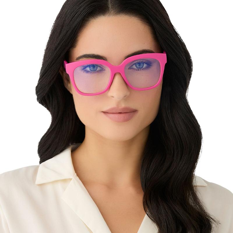 DIFF Ava Bubblegum Pink Blue Light Readers - Cute Square Chunky Lightweight Frame