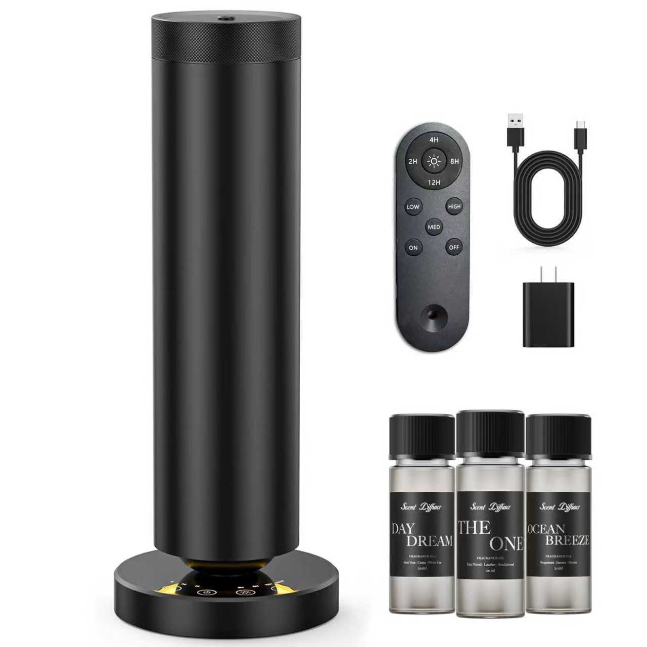 Ultimate Waterless Scent Diffuser for Large Rooms Hotel Use with Remote Timer BPA-Free High Mist Output 3 Top-Rated Oils 1000 SqFt Portable Design LED MoodLighting