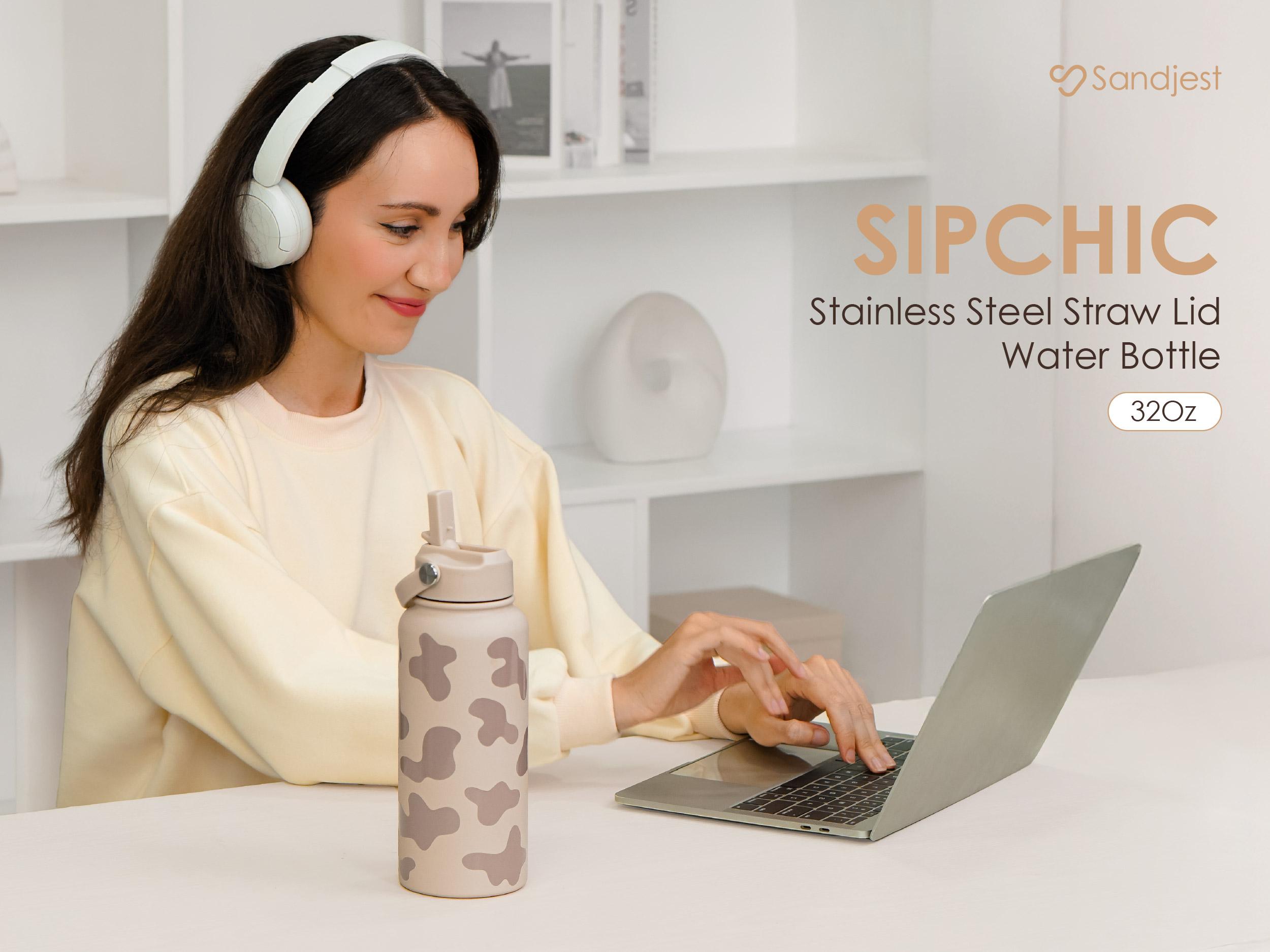 SANDJEST 32oz Portable Water Bottle with Flip Straw & Handle, Insulated Leak Proof Drinkware, Protective Silicone Base, Spring Mother's Day Gifts SANDJEST 32oz Portable Water Bottle with Flip Straw & Handle, Insulated Leak Proof Drinkware, Protective Silicone Base, Spring Mother's Day Gifts