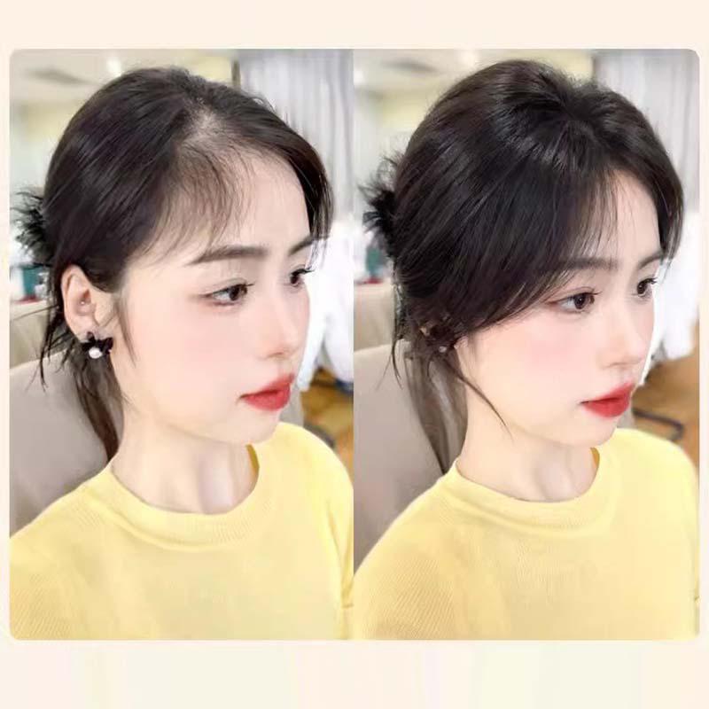 Lightweight Clip-on Extensions Invisible Topper Wig Natural Appearance Heat-Resistant Fibers Breathable Mesh 25 cm Length