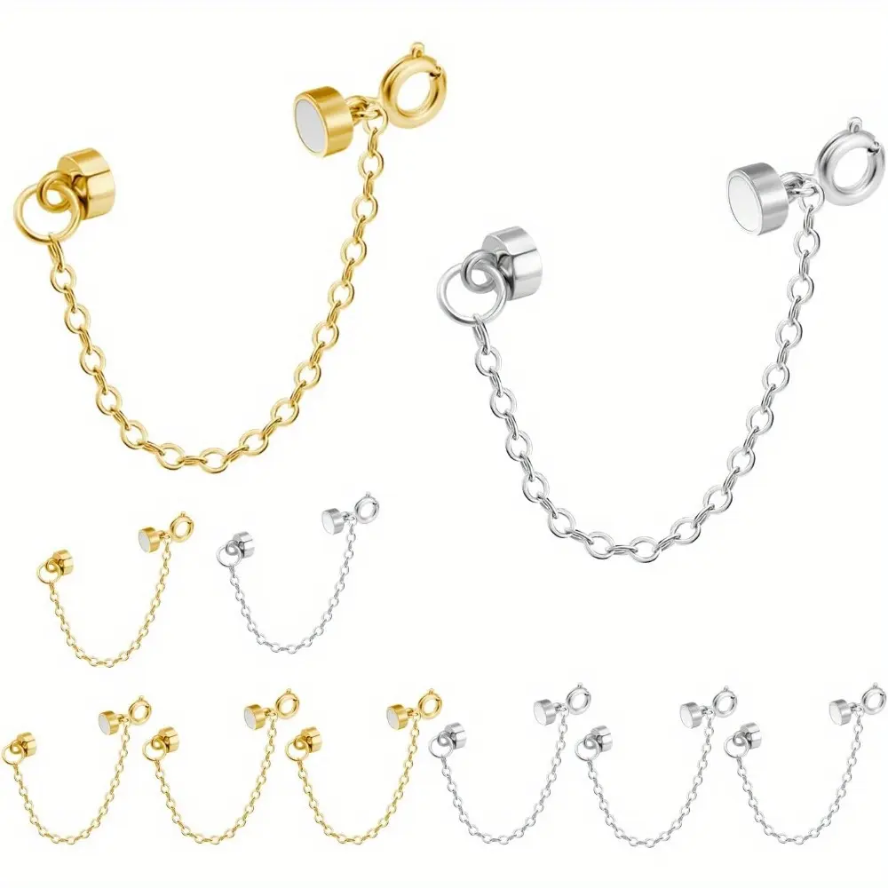 Metal Magnetic Bracelet Clasps with Safety Chain, Jewelry Converters for Link Bangle Bracelets, Link Bangle Bracelet