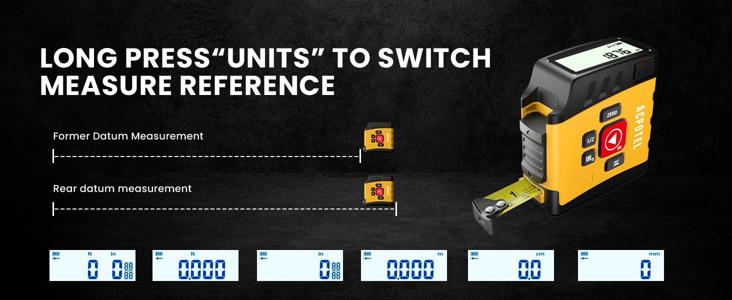 Digital Tape Measure 16 Ft, 2.4" LCD Display, 6 metric and imperial units, Easy Read Digital Measuring Tape Retractable with Fractions 1/16 Rechargeable Measurement Tool for Distance/Area/Volume, For Men gift  ,Perfect New Year Gift Idea