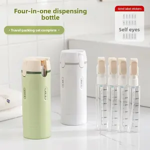 4-in-1 Travel Dispenser Bottle for Toiletries Portable Cosmetic Shampoo Storage Lotion Compact Plastic Container Wholesale Easy Press Smooth Flow bottle Soap