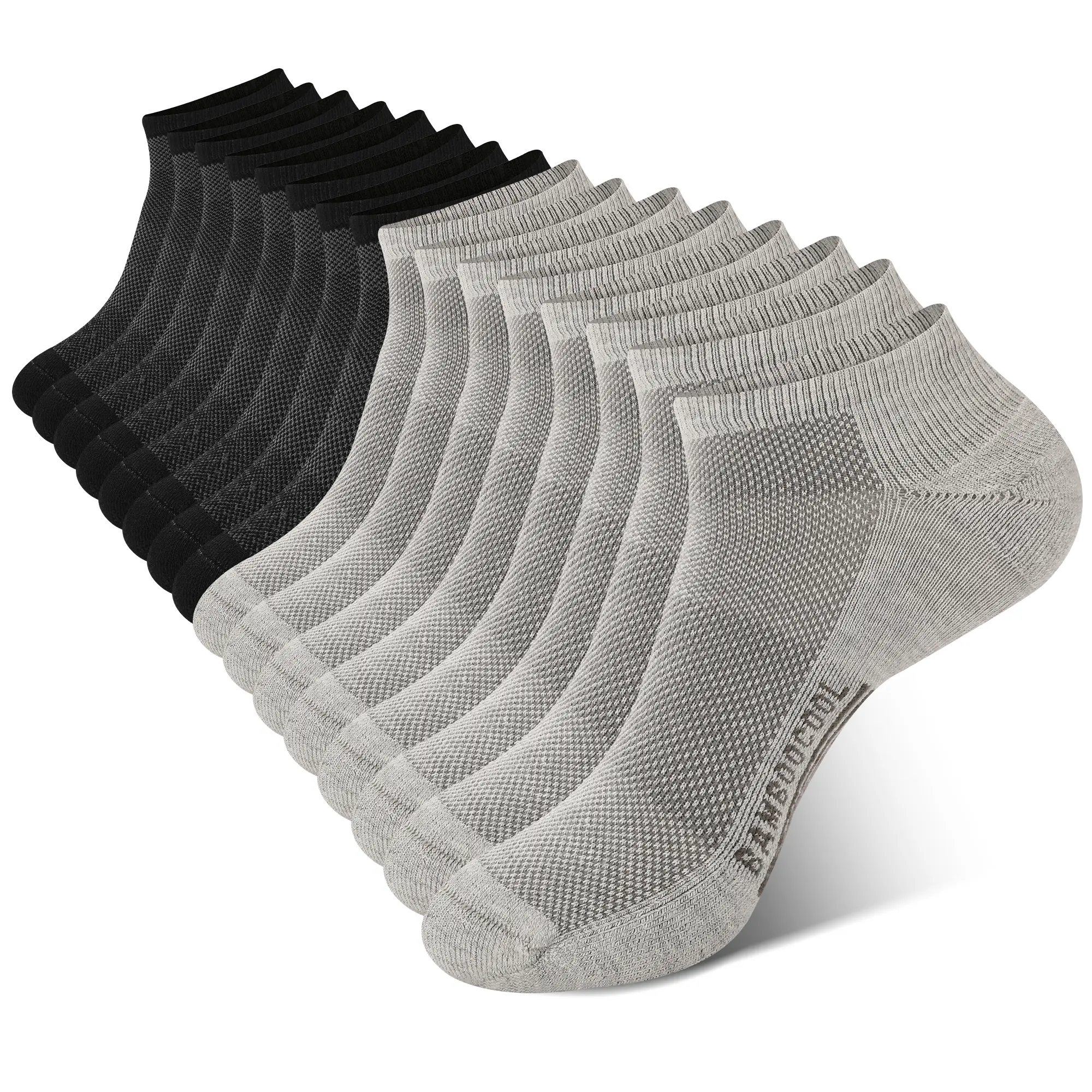 BAMBOO COOL Men's 8-Pack Soft Bamboo Fabric Athletic Ankle Socks, Breathable All-Season Basics with Arch Support, Cushioned Sole, Reinforced Heel, Built for Hiking and Running