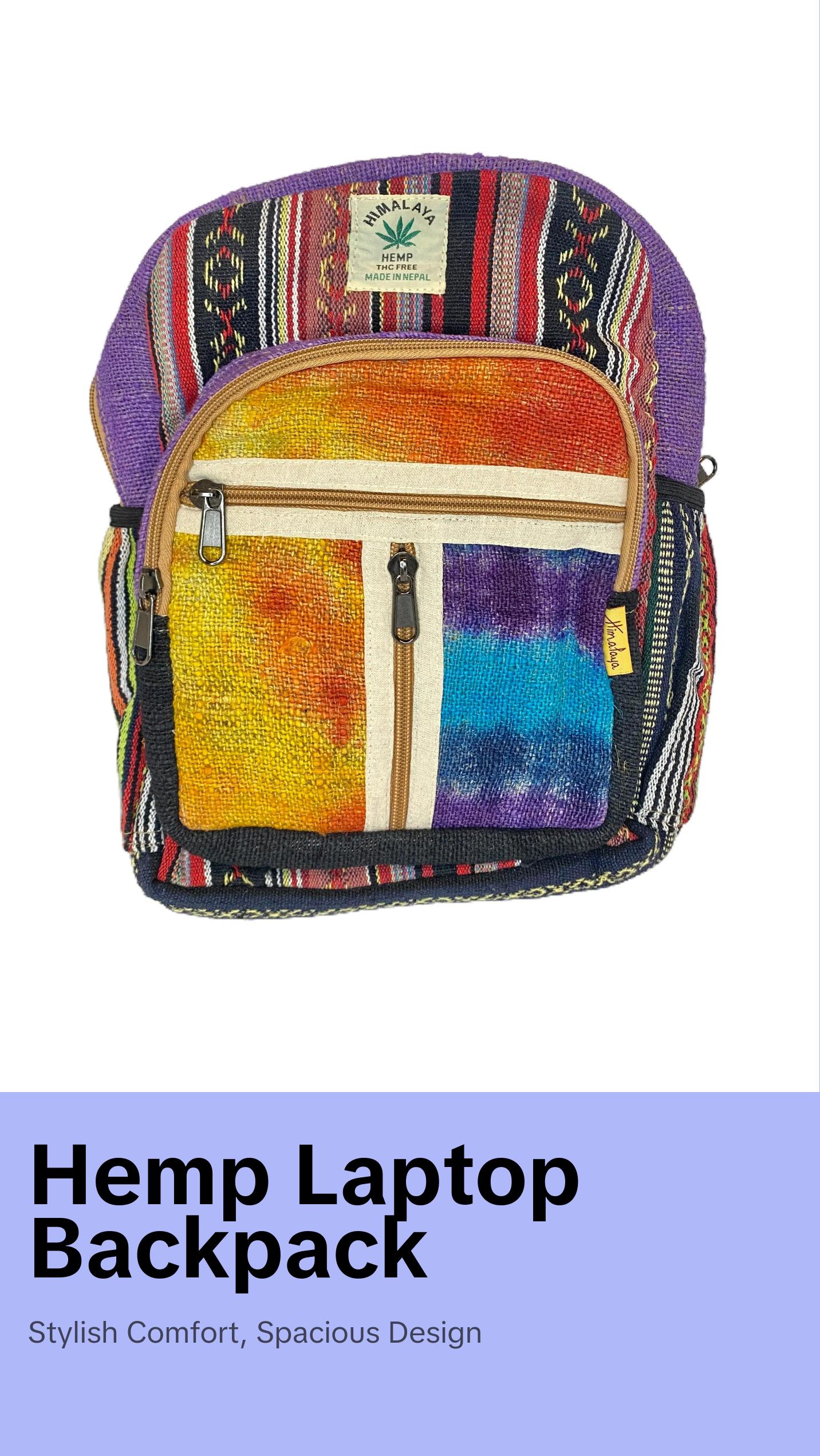Himalayan Hemp Backpack -Orange/Purple