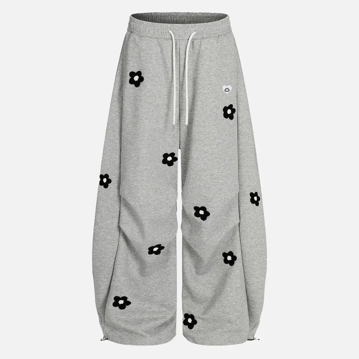 Aelfric Eden Floral Towel Embroidery Baggy Barrel Sweatpants Elastic Waist Drawstring Loose Fit Y2K Vintage Unisex Streetwear Joggers,clothes for back to school,first day of school outfits