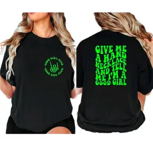 good girl shirt give me a hand necklace humor cute retro short Sleeve Unisex T-Shirt graphic tee lime green