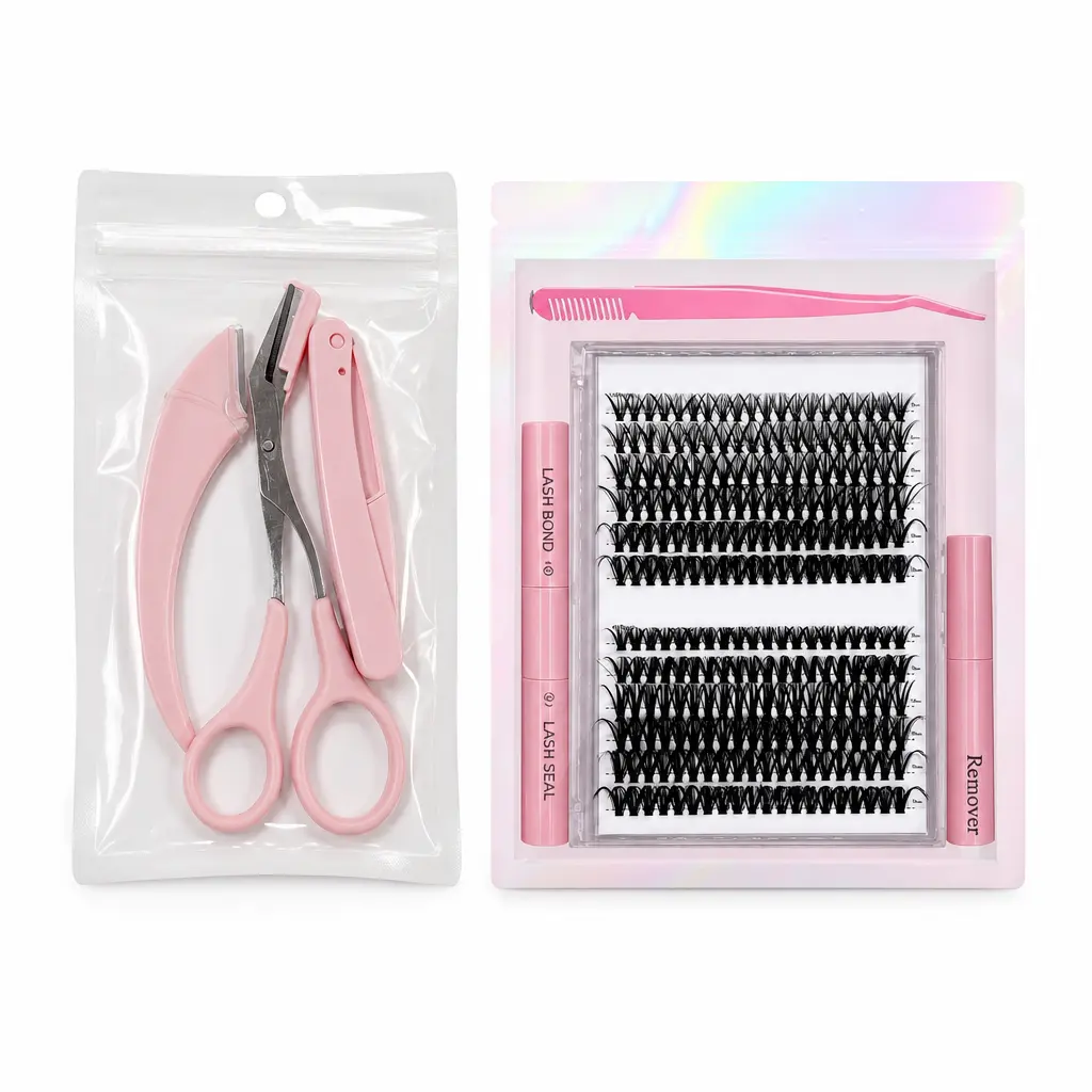 Women's 240PCS Lash Clusters & 3Pcs Eyebrow Scissors Set, 9-17mm Natural Lash Clusters DIY Extension Kit with Waterproof Curls, Portable Eyebrow Trimmer Shaping Tools & Eyelash Curler (Beauty Makeup Cosmetics)