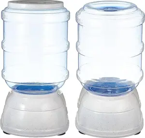 Automatic Pet Water Dispenser and Gravity Food Feeder Set for Cat and Dog, Easy to Clean, 6-Pound Food Capacity, 1-Gallon, Small, Gray, Pack of 2