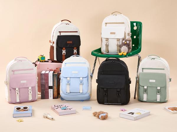 LOVEVOOK School Backpack for Teen Girls，Casual School Backpack 14-18 Teenage 15.6-16 Inch Laptop Bookbag, Cute Big Student Laptop Backpack for College Women Middle High School Travel Daypack, black