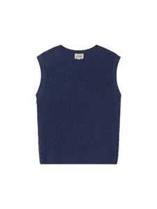 Ajour Knit Crewneck Cashmere Vest