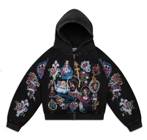 (100% Authentic) We Are Righteous "Risen King" Cropped Zip (Black)