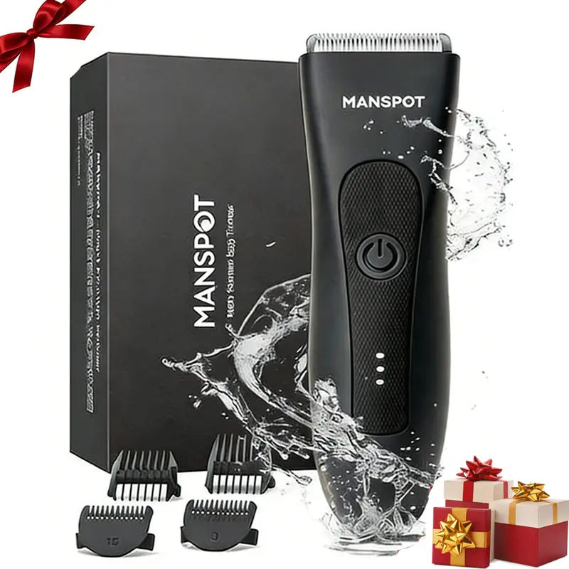 MANSPOT Groin & Body Hair Trimmer for Men, Waterproof Wet/Dry Electric Shaver with Replaceable Ceramic Blade for a Smooth Shave, 90-Min Runtime - Self Care Grooming Gifts, Guys Gifts, Birthday Gifts For Him,back to school,back to school haul
